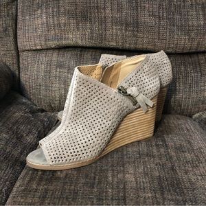 Lucky Brand Jabilo Perforated Suede Wedge Booties